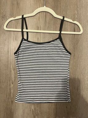 SHEIN Black & Gray Striped Ribbed Cami